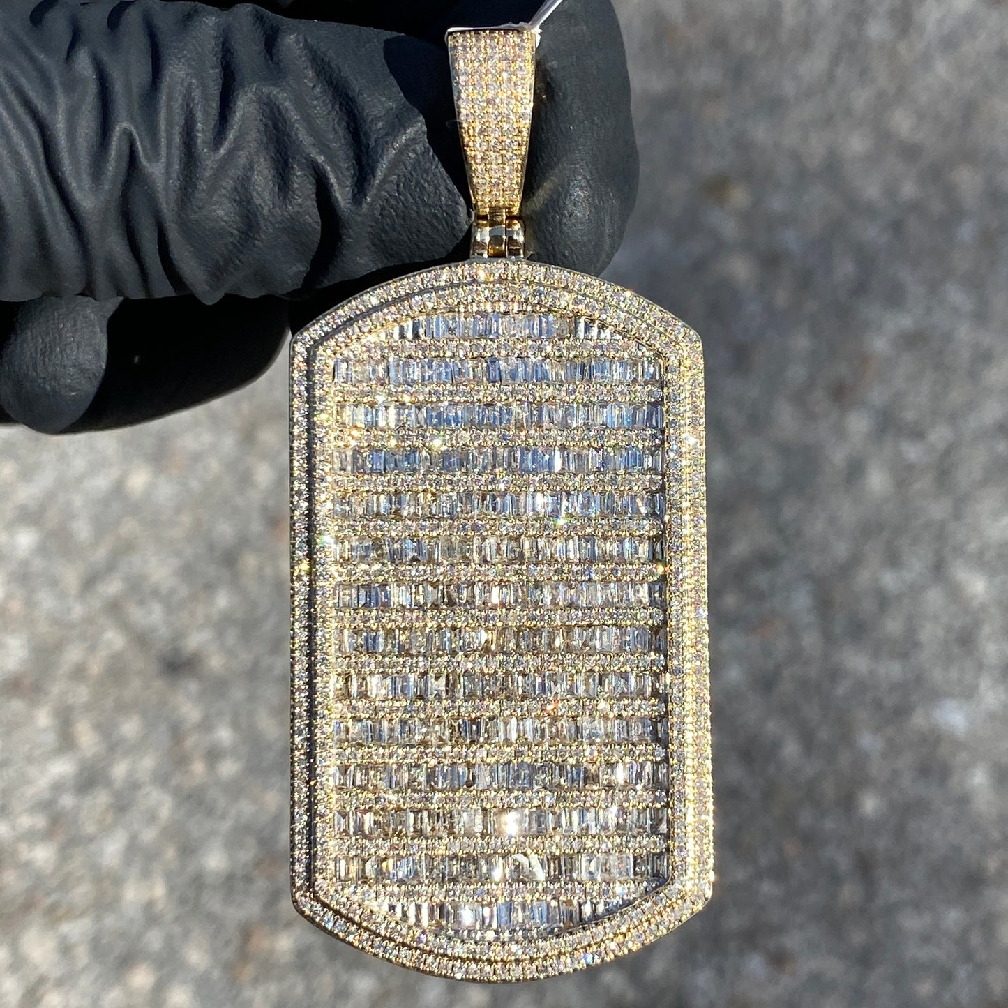 SOLID 14KT VVS-1 NATURAL DIAMOND “DOG-TAG” PENDANT