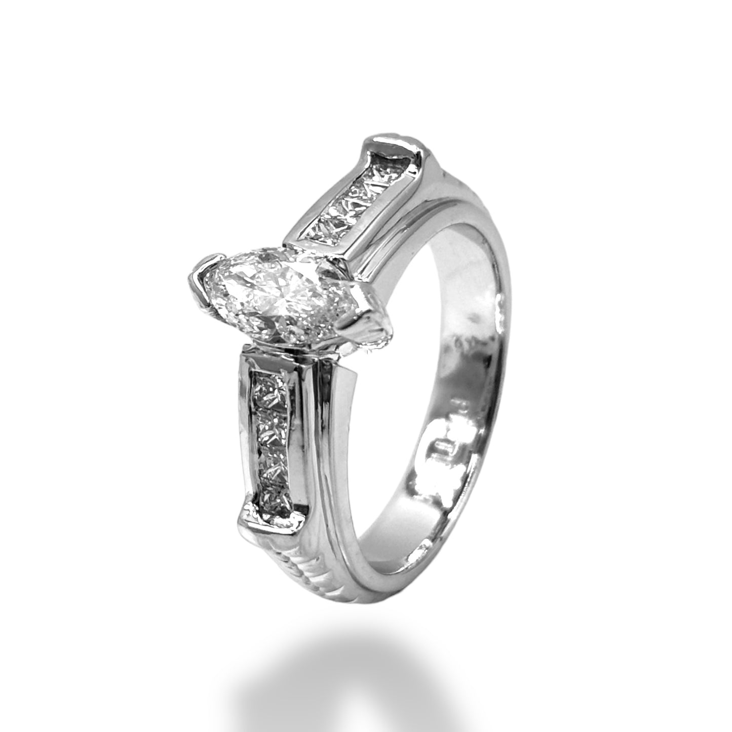 1.00 CT MARQUEE-CUT DIAMOND ENGAGEMENT RING PLATINUM