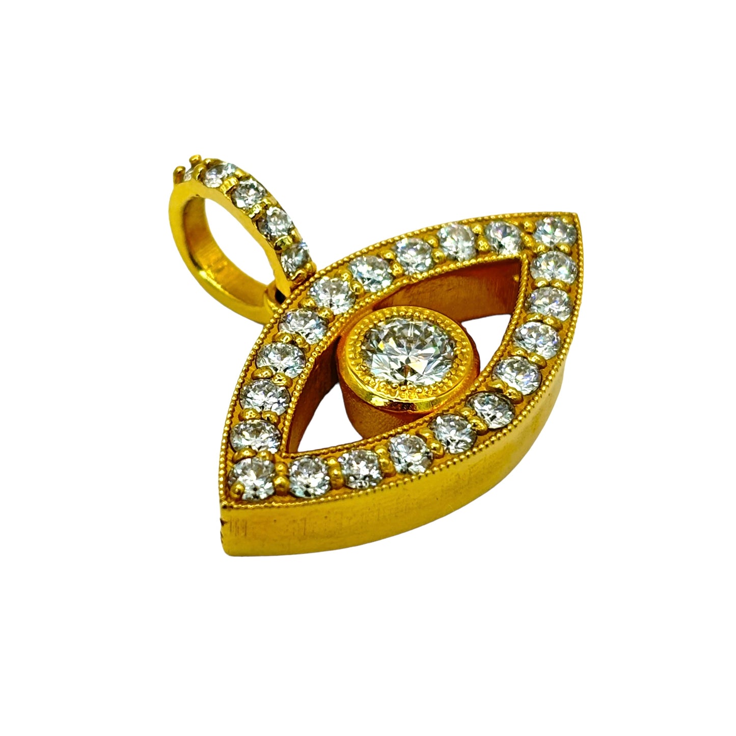SOLID 14KT ALL SEEING EYE VVS-1 LAB GROWN DIAMOND PENDANT