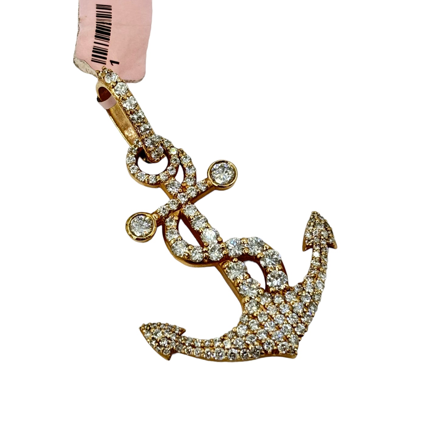 SOLID 14KT ANCHOR VVS-1 DIAMOND PENDANT