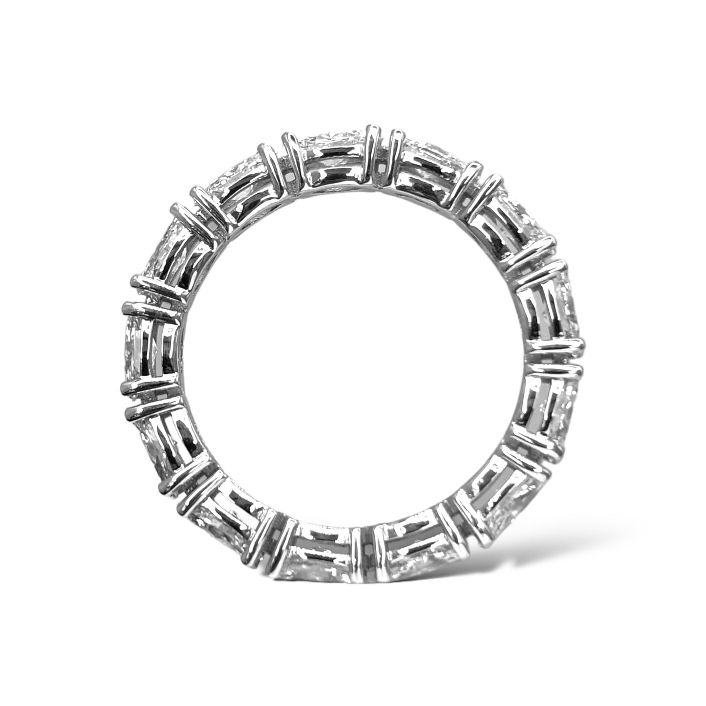 14KT WHITE GOLD MARQUEE-CUT DIAMOND ETERNITY RING 1.50 CTW