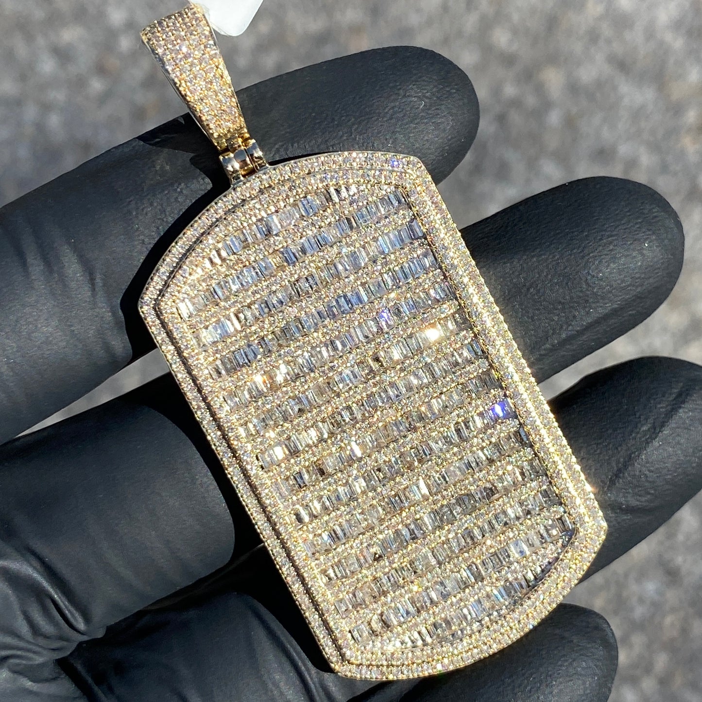 SOLID 14KT VVS-1 NATURAL DIAMOND “DOG-TAG” PENDANT