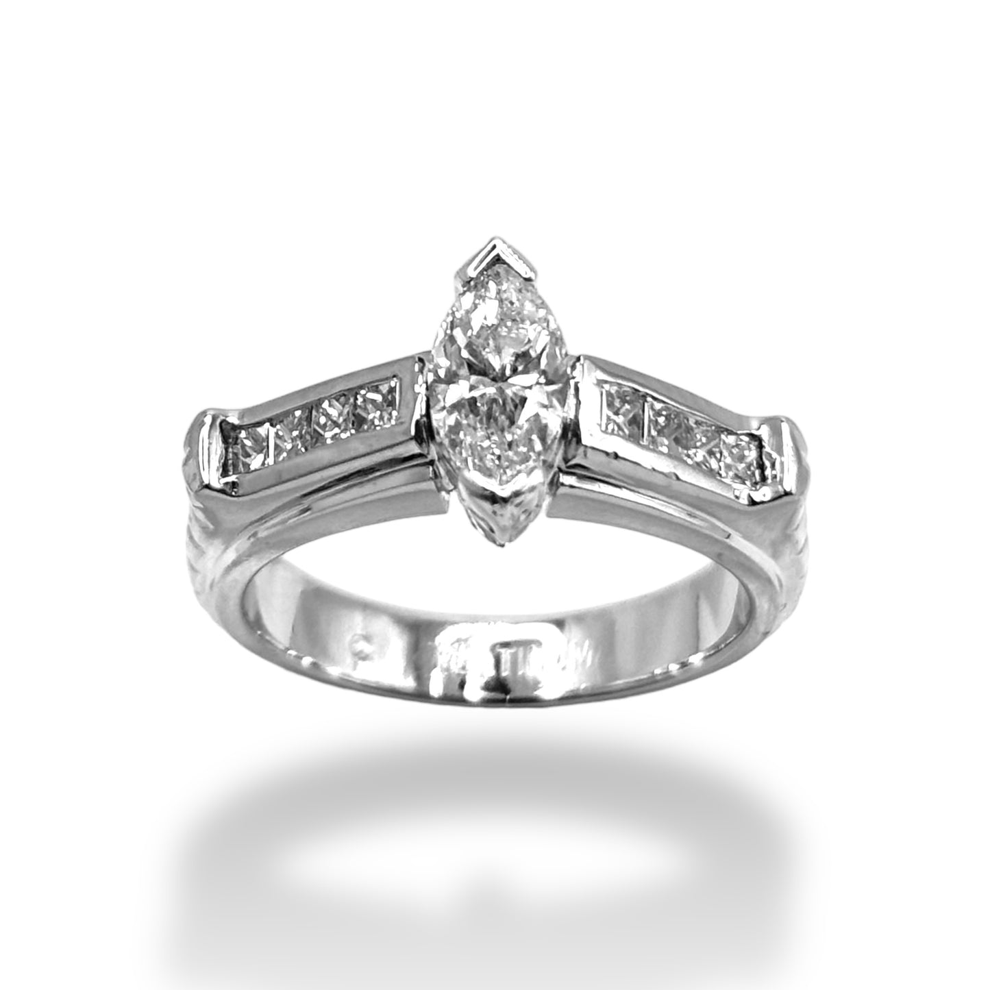 1.00 CT MARQUEE-CUT DIAMOND ENGAGEMENT RING PLATINUM