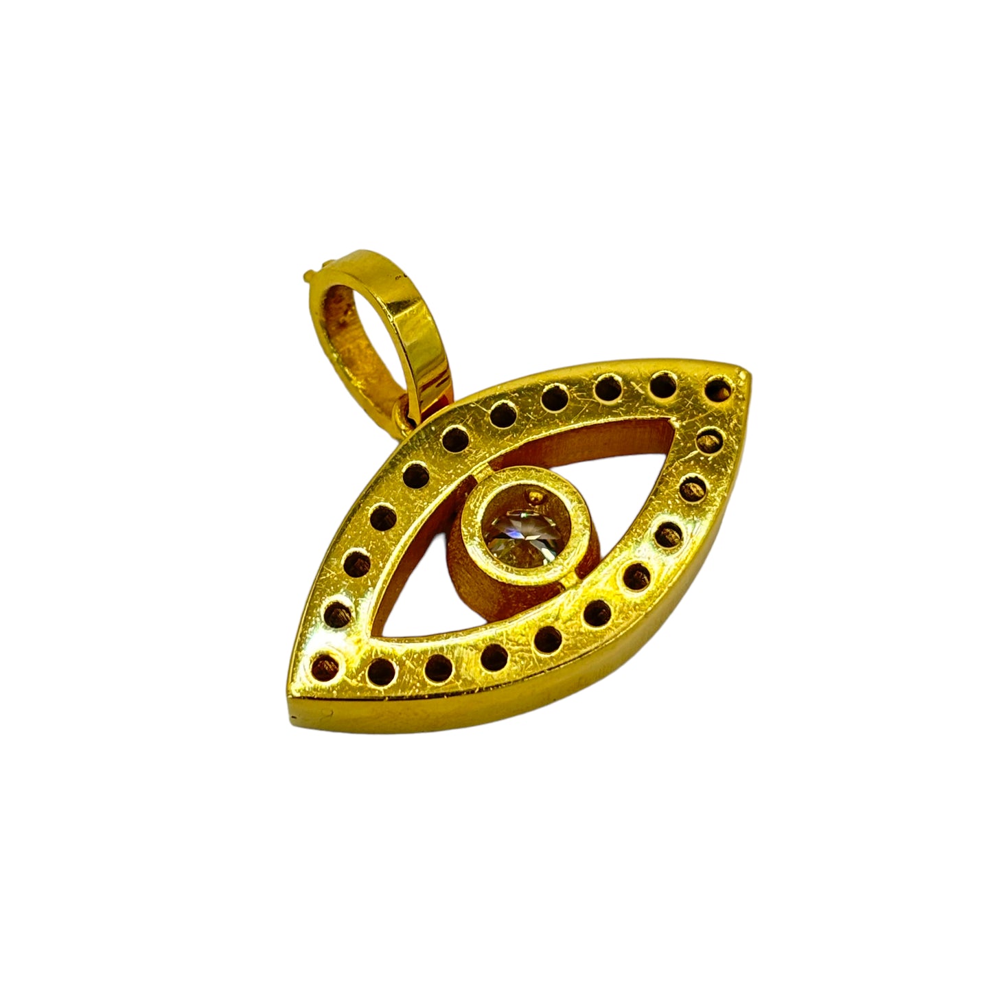 SOLID 14KT ALL SEEING EYE VVS-1 LAB GROWN DIAMOND PENDANT