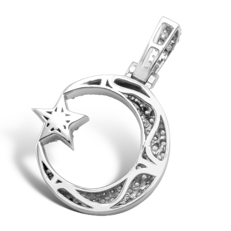 10KT WHITE GOLD “CRESCENT MOON” DIAMOND PENDANT