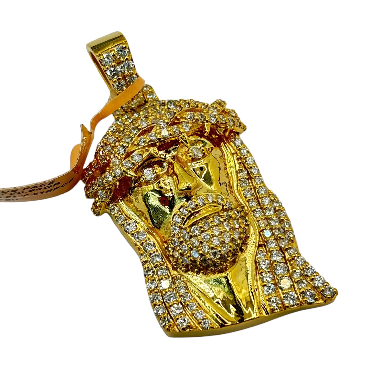 14KT SMALL/MEDIUM JESUS HEAD 3.12CTW VVS-1 NATURAL DIAMOND PENDANT