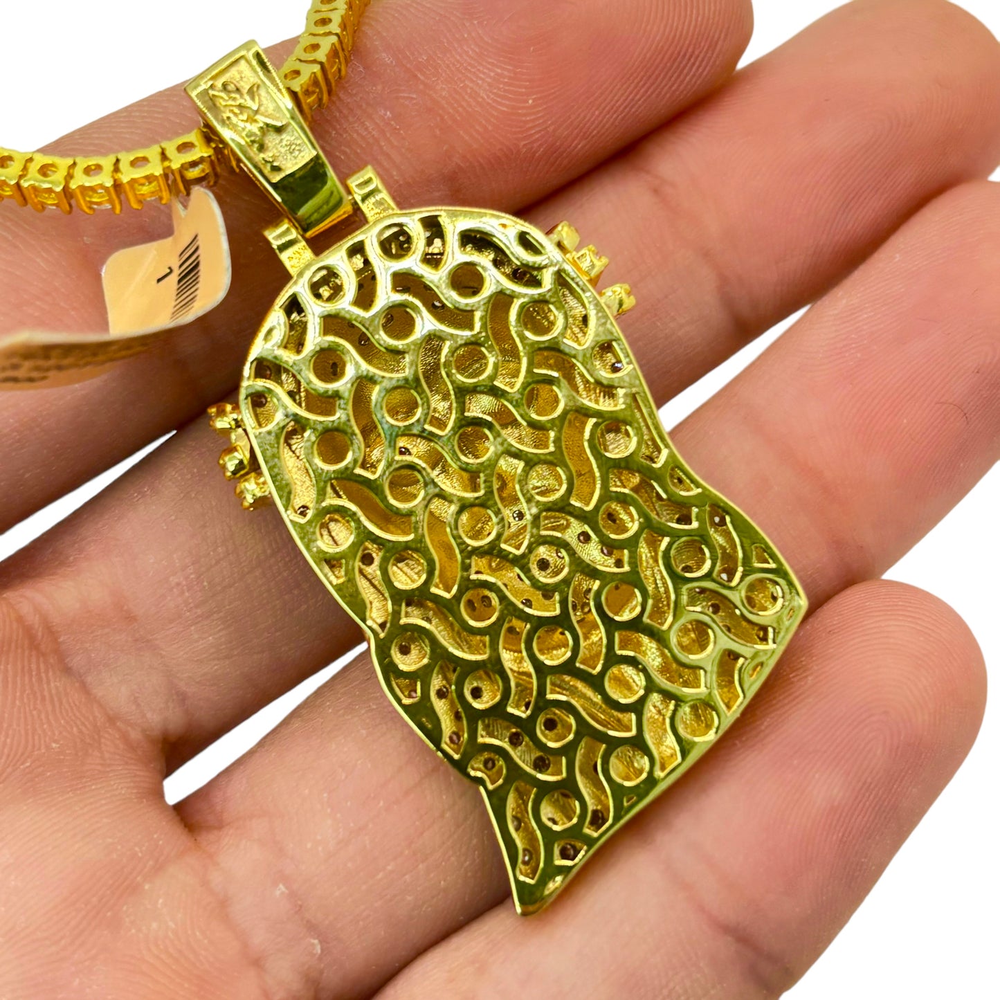 14KT SMALL/MEDIUM JESUS HEAD 3.12CTW VVS-1 NATURAL DIAMOND PENDANT