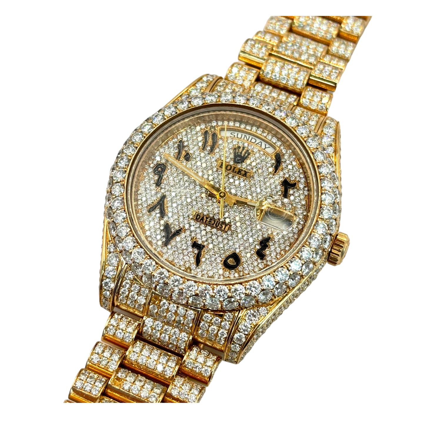 PRE-OWNED ROLEX DAY-DATE 41MM DIAMOND BUSTDOWN | Ref.#213328 | 18KT ROSE GOLD | PRESIDENTIAL BAND