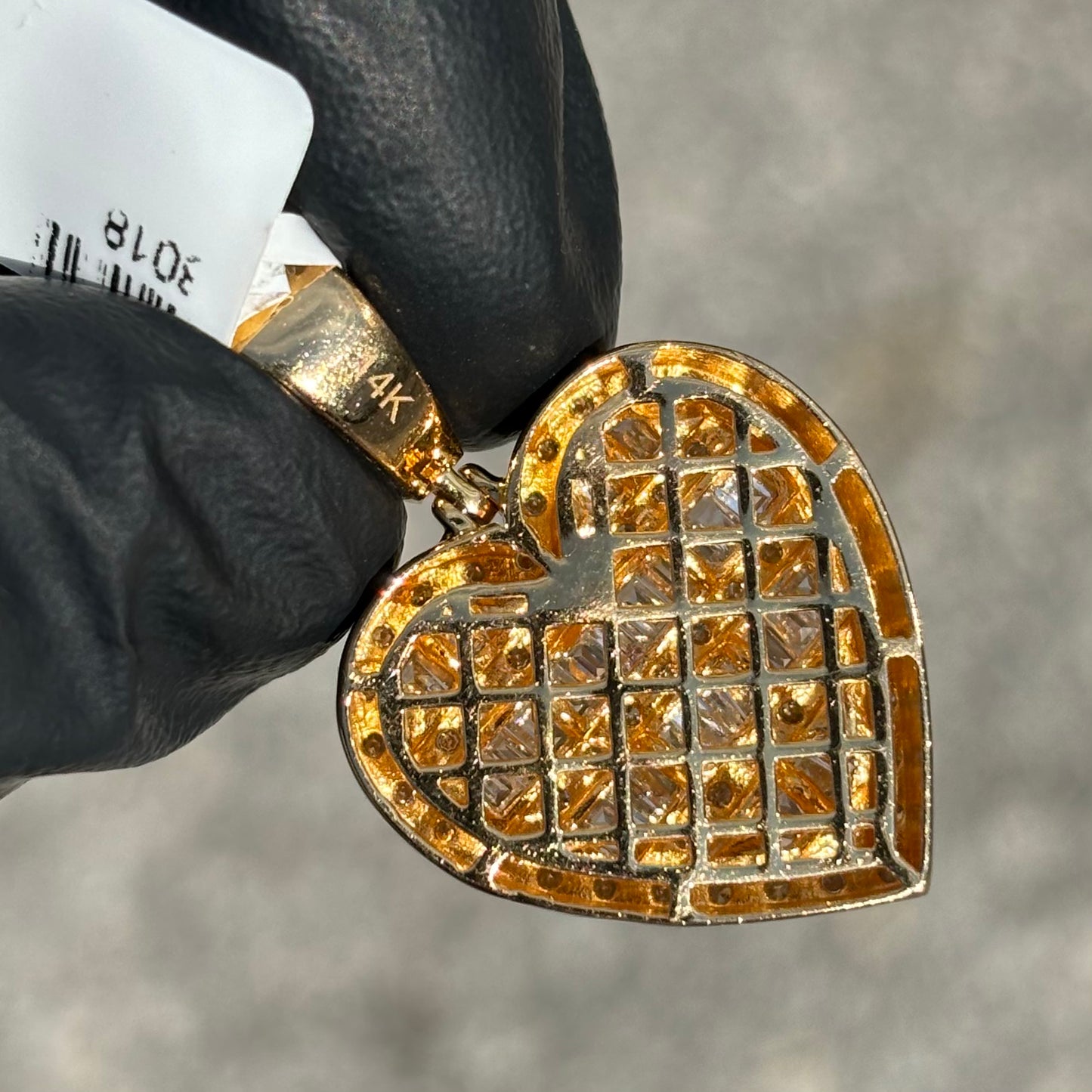 SOLID 14KT BAGUETTE DIAMOND HEART PENDANT