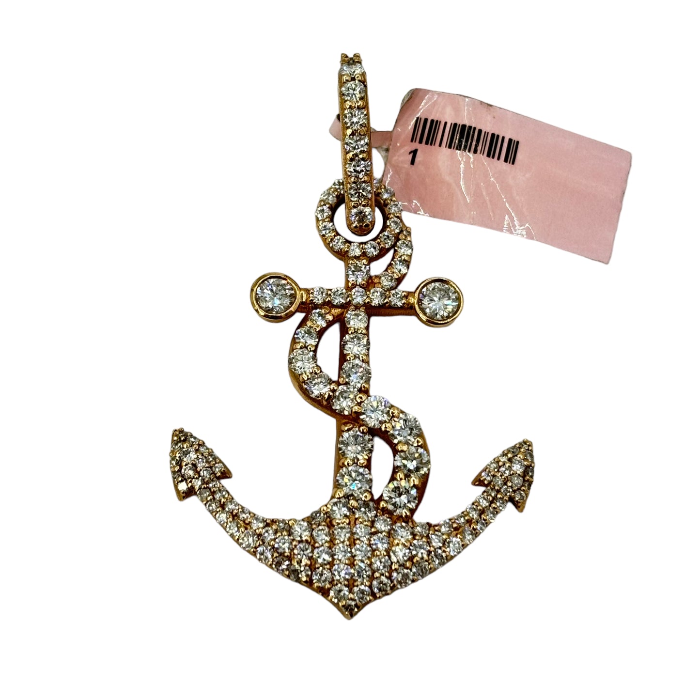 SOLID 14KT ANCHOR VVS-1 DIAMOND PENDANT