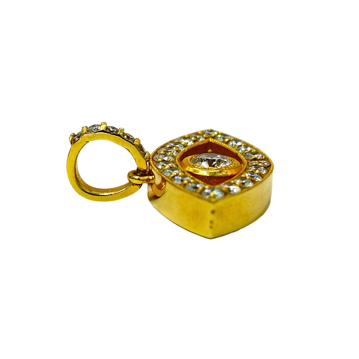 SOLID 14KT ALL SEEING EYE VVS-1 LAB GROWN DIAMOND PENDANT