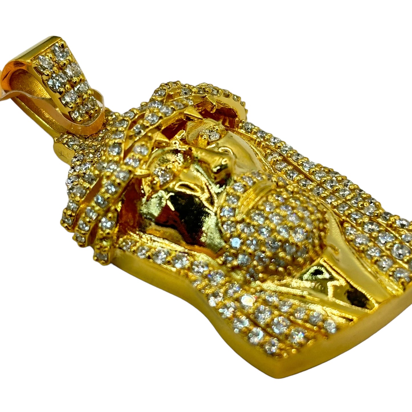 14KT SMALL/MEDIUM JESUS HEAD 3.12CTW VVS-1 NATURAL DIAMOND PENDANT