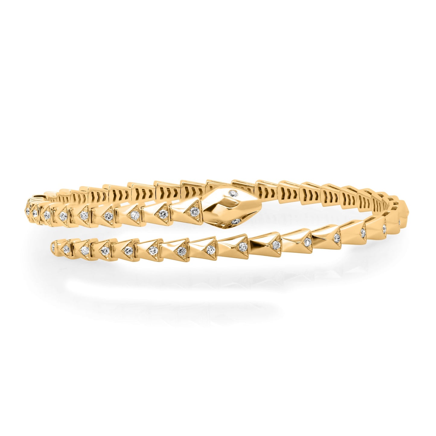 4.0MM SERPENTINE FLEX DIAMOND BANGLE BRACELET(YELLOW GOLD)