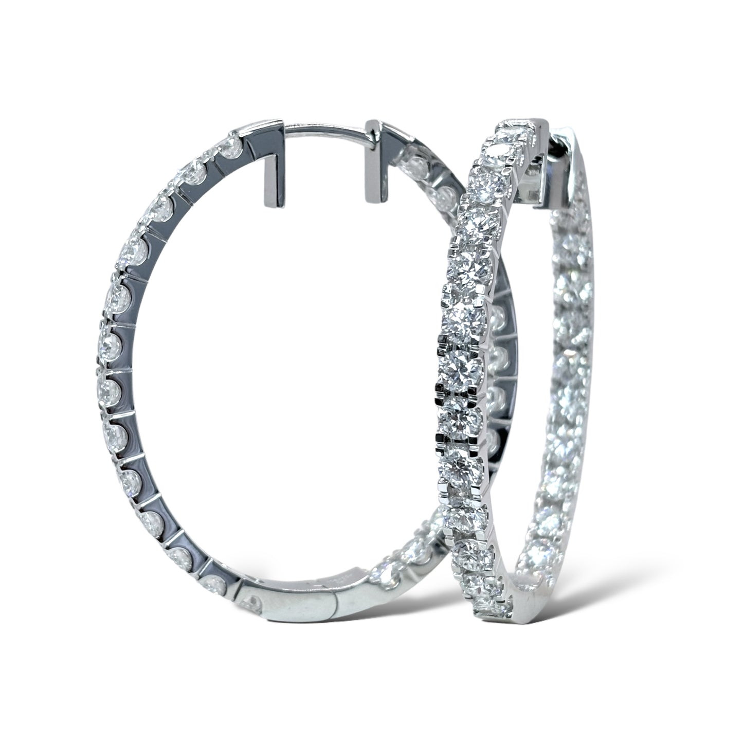 14KT WHITE GOLD 11.50CTW OVAL DIAMOND HOOPS