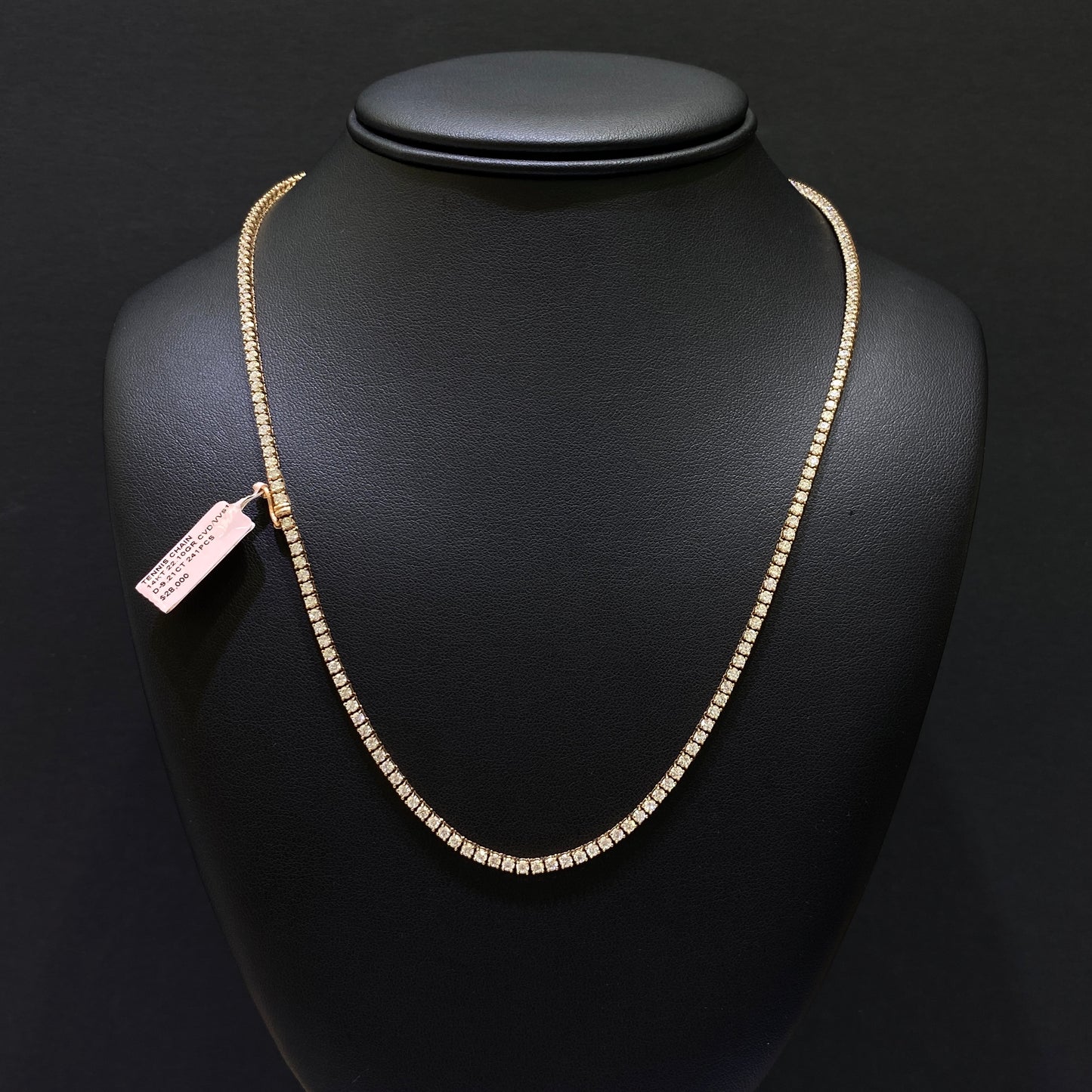 SOLID 14KT GOLD VVS-1 CVD 9.21CTW DIAMOND TENNIS NECKLACE(ROSE)
