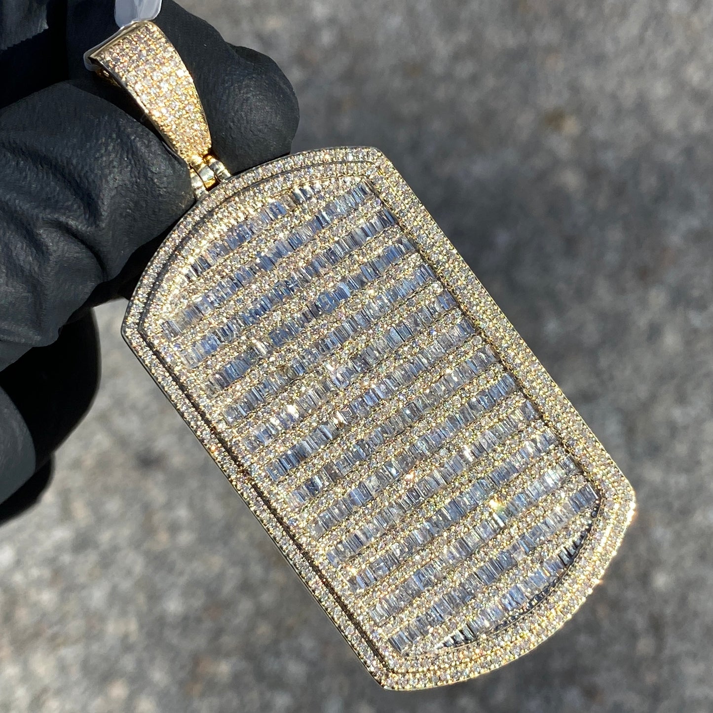 SOLID 14KT VVS-1 NATURAL DIAMOND “DOG-TAG” PENDANT