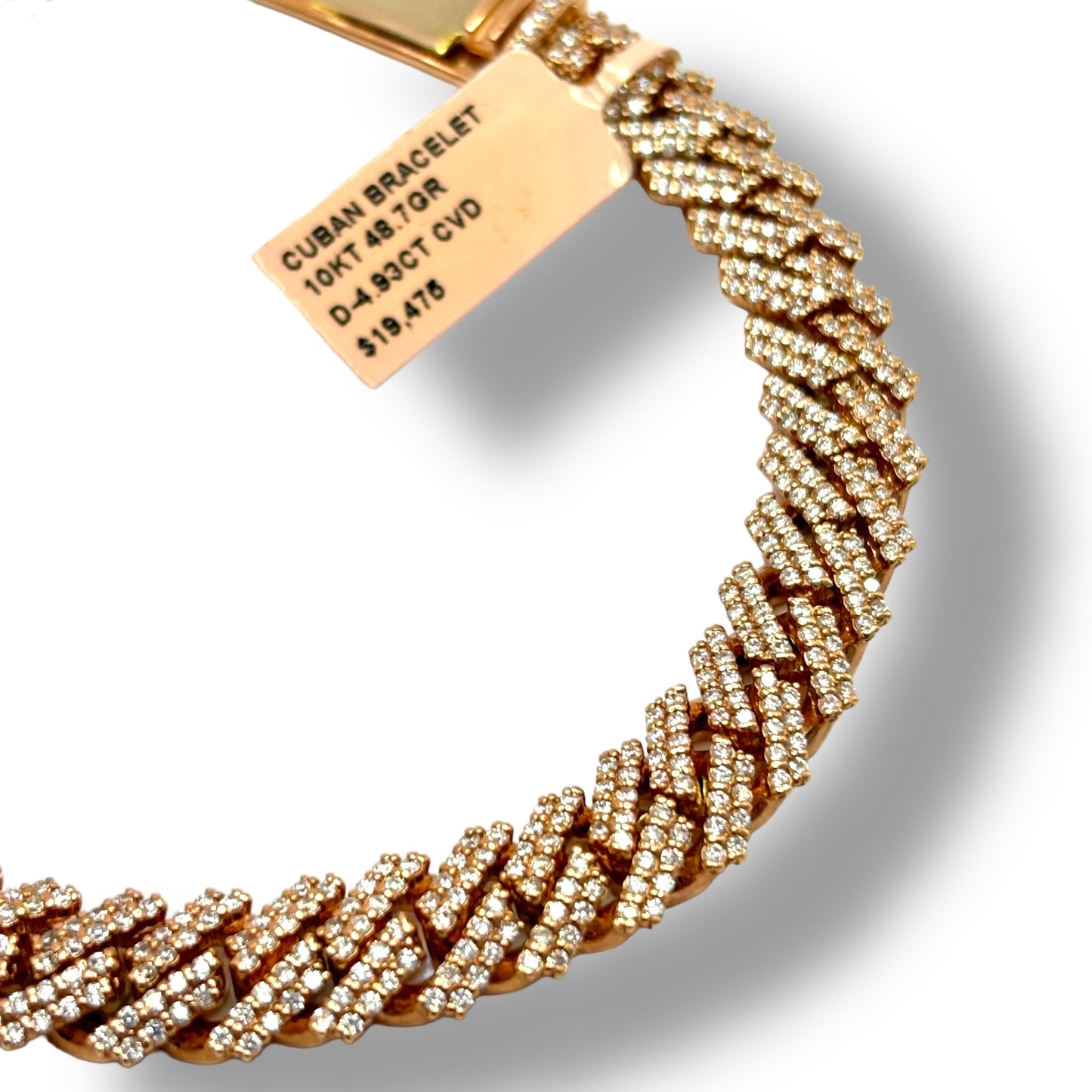 10MM DIAMOND MIAMI CUBAN LINK BRACELET 14KT ROSE GOLD 11.00 CT