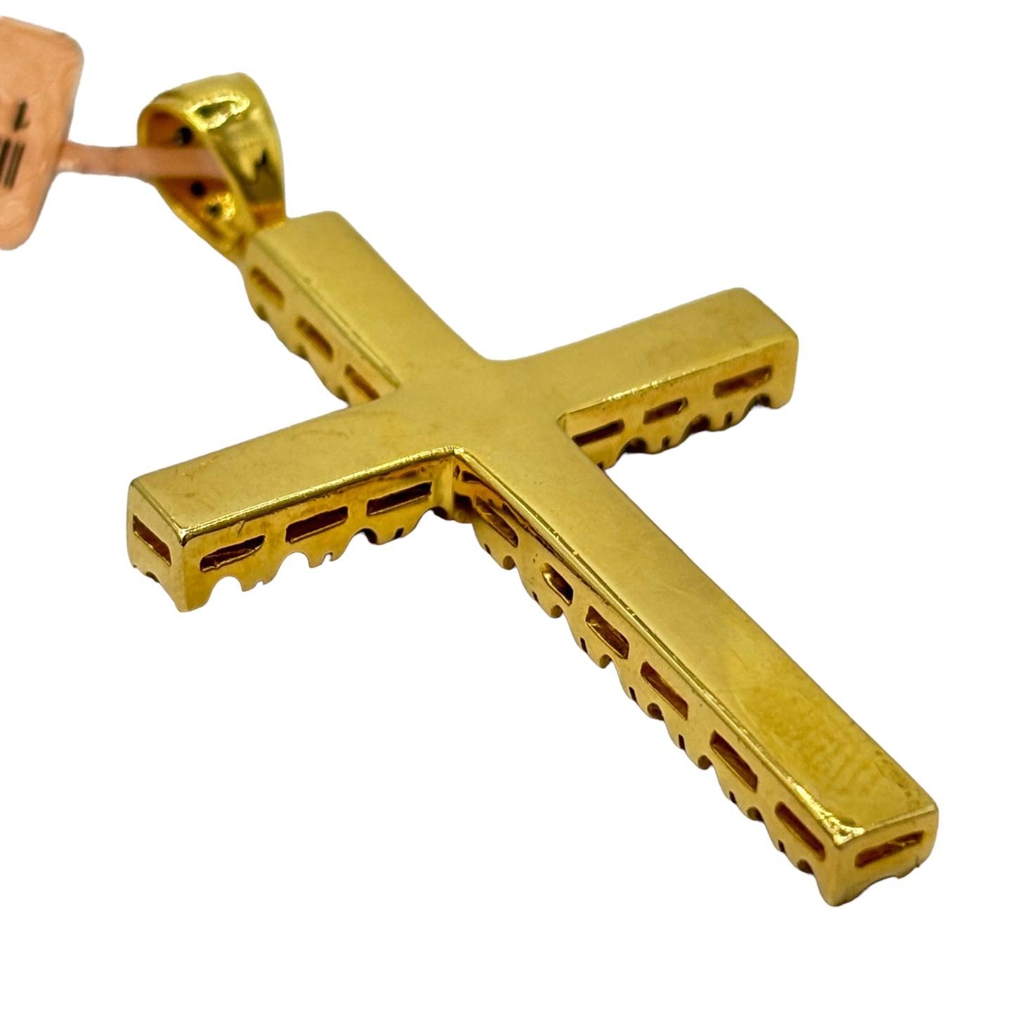 SOLID 14KT NATURAL BLACK DIAMOND CROSS PENDANT