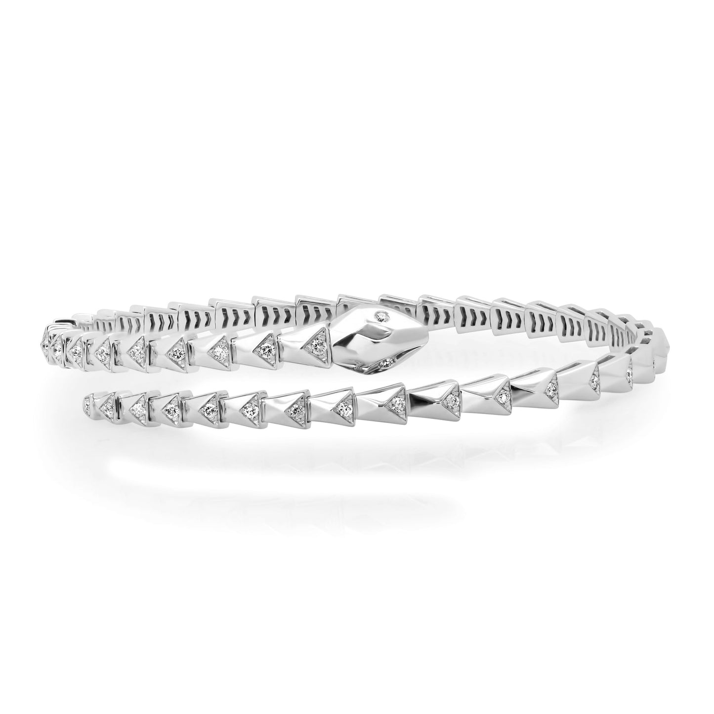4.0MM SERPENTINE FLEX DIAMOND BANGLE BRACELET(WHITE GOLD)