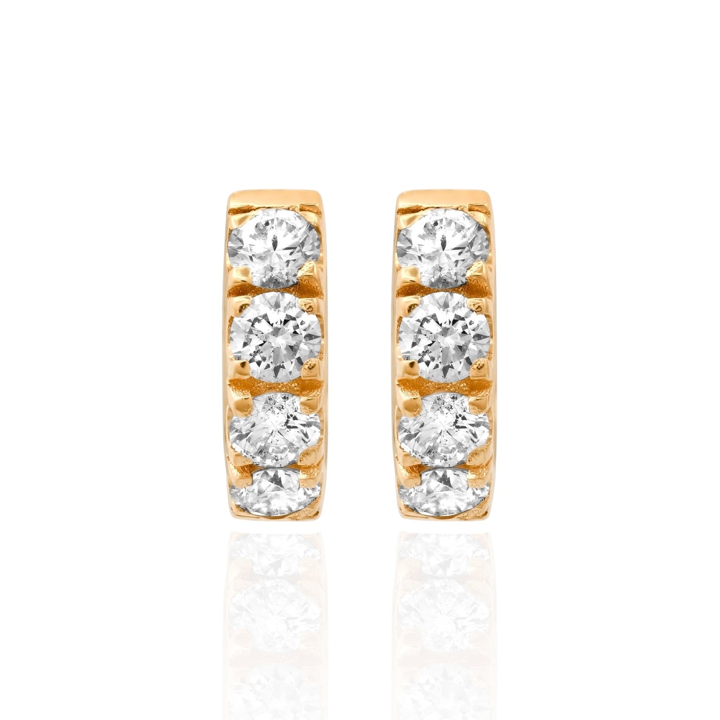 3.0MM 10-POINTER DIAMOND HUGGIE EARRINGS(YELLOW GOLD)