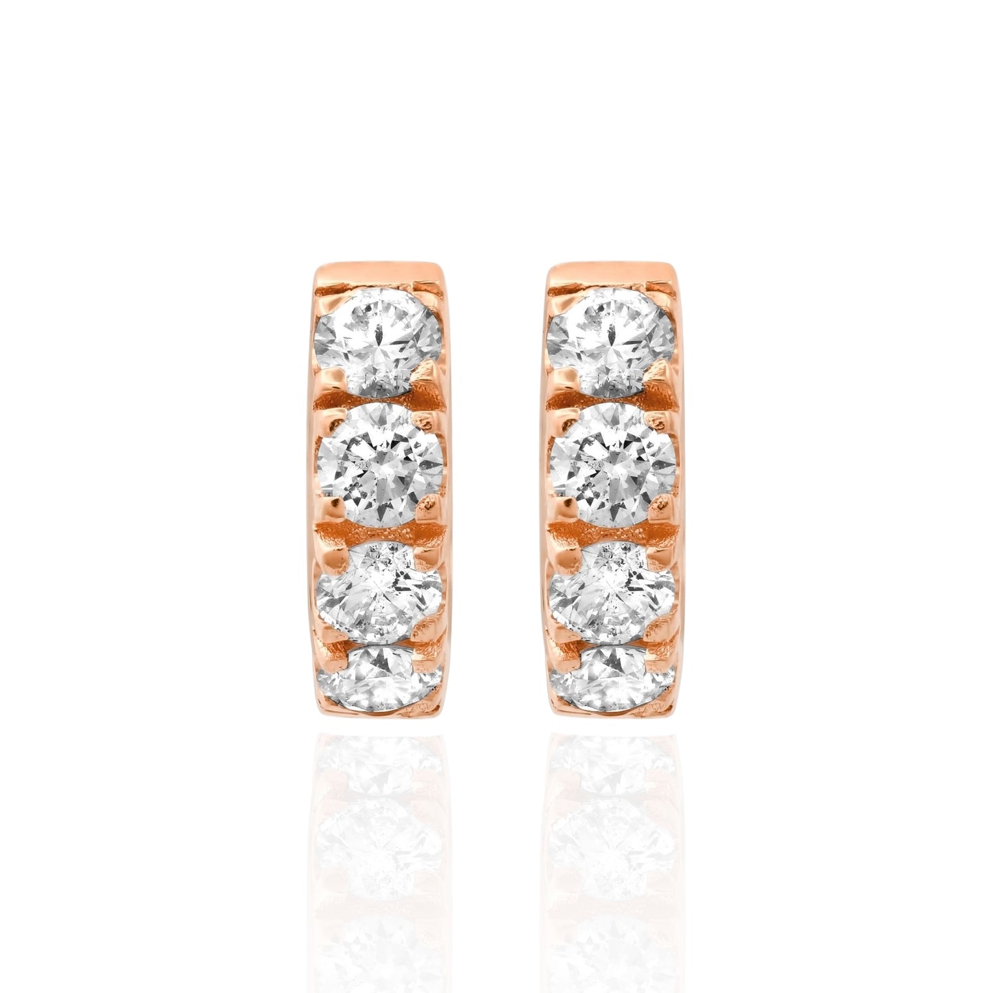 3.0MM 10-POINTER DIAMOND HUGGIE EARRINGS(ROSE GOLD)