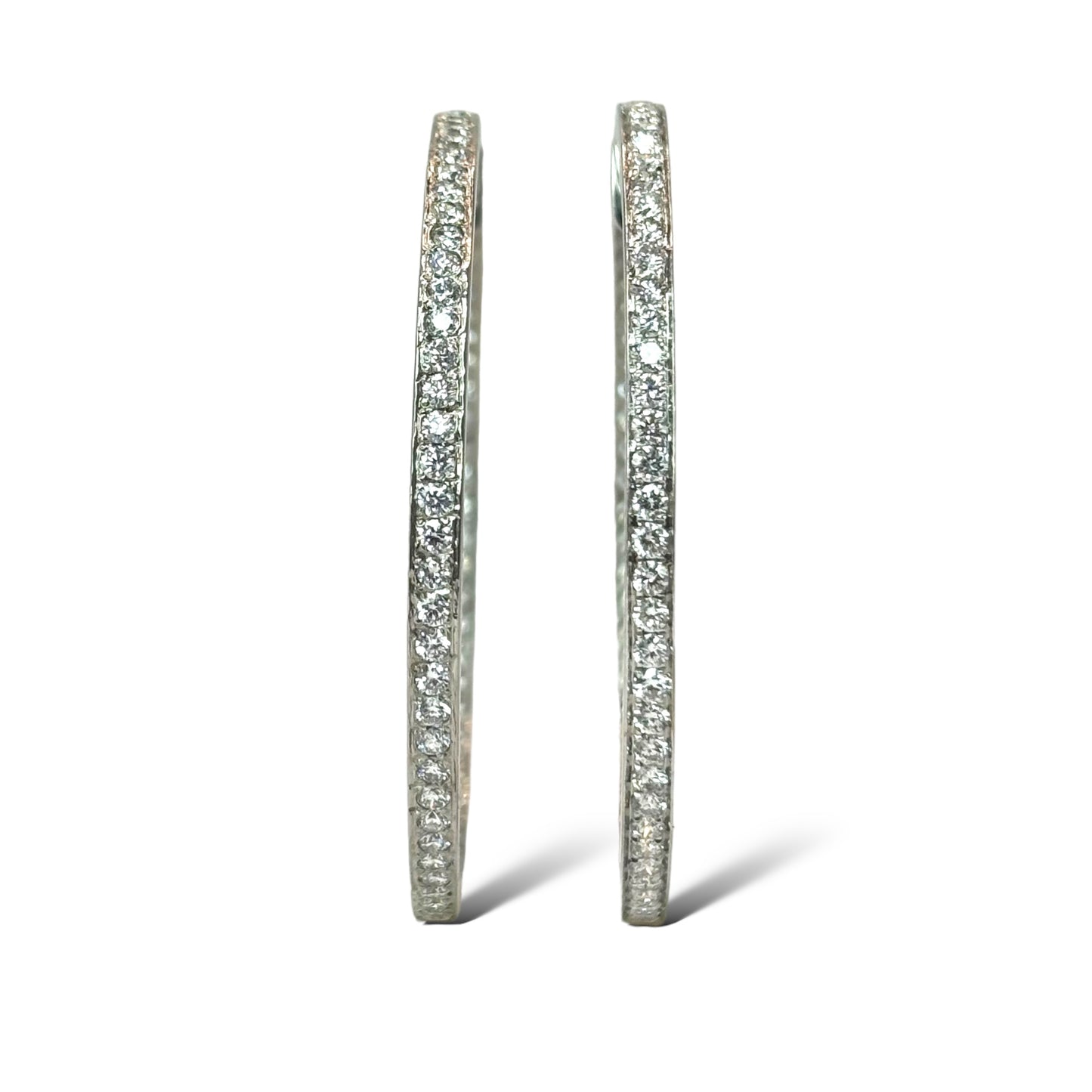 14KT WHITE GOLD 4CTW VS-1 DIAMOND HOOPS