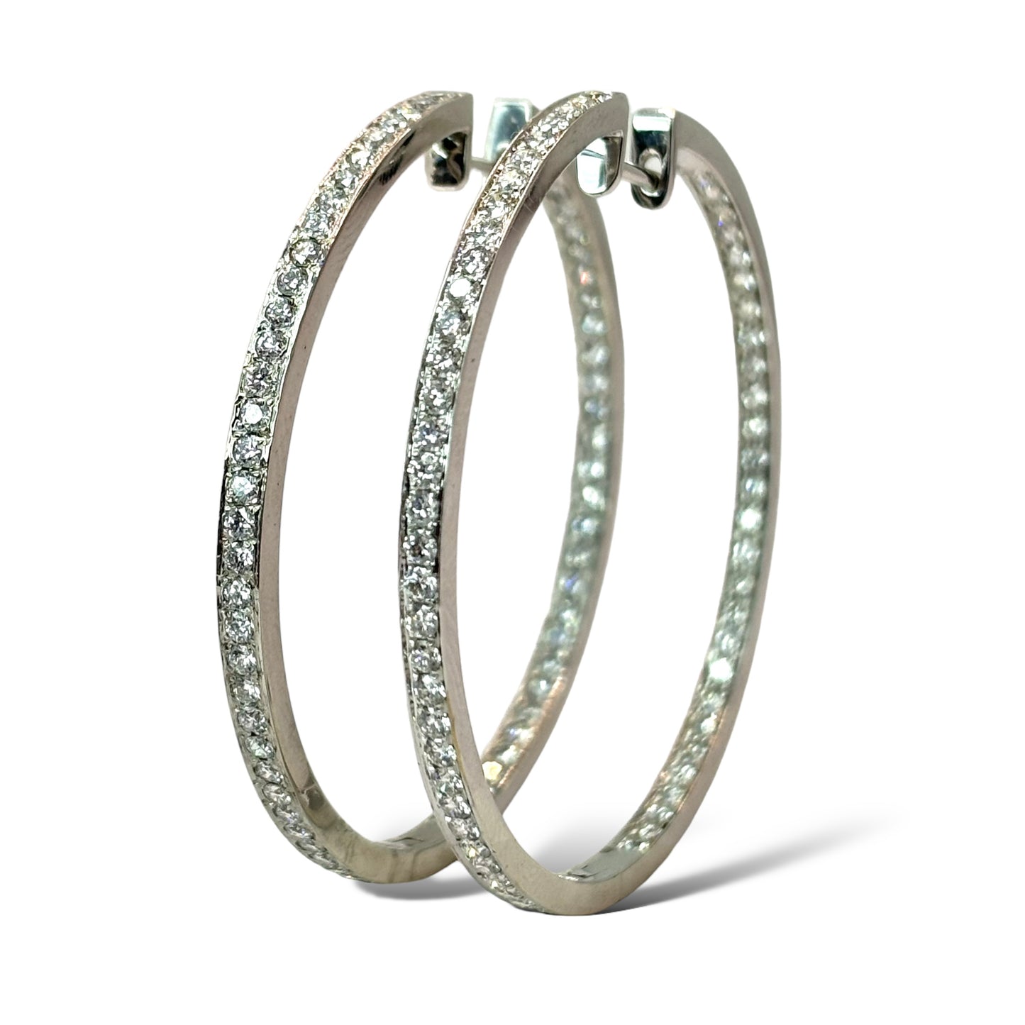 14KT WHITE GOLD 4CTW VS-1 DIAMOND HOOPS