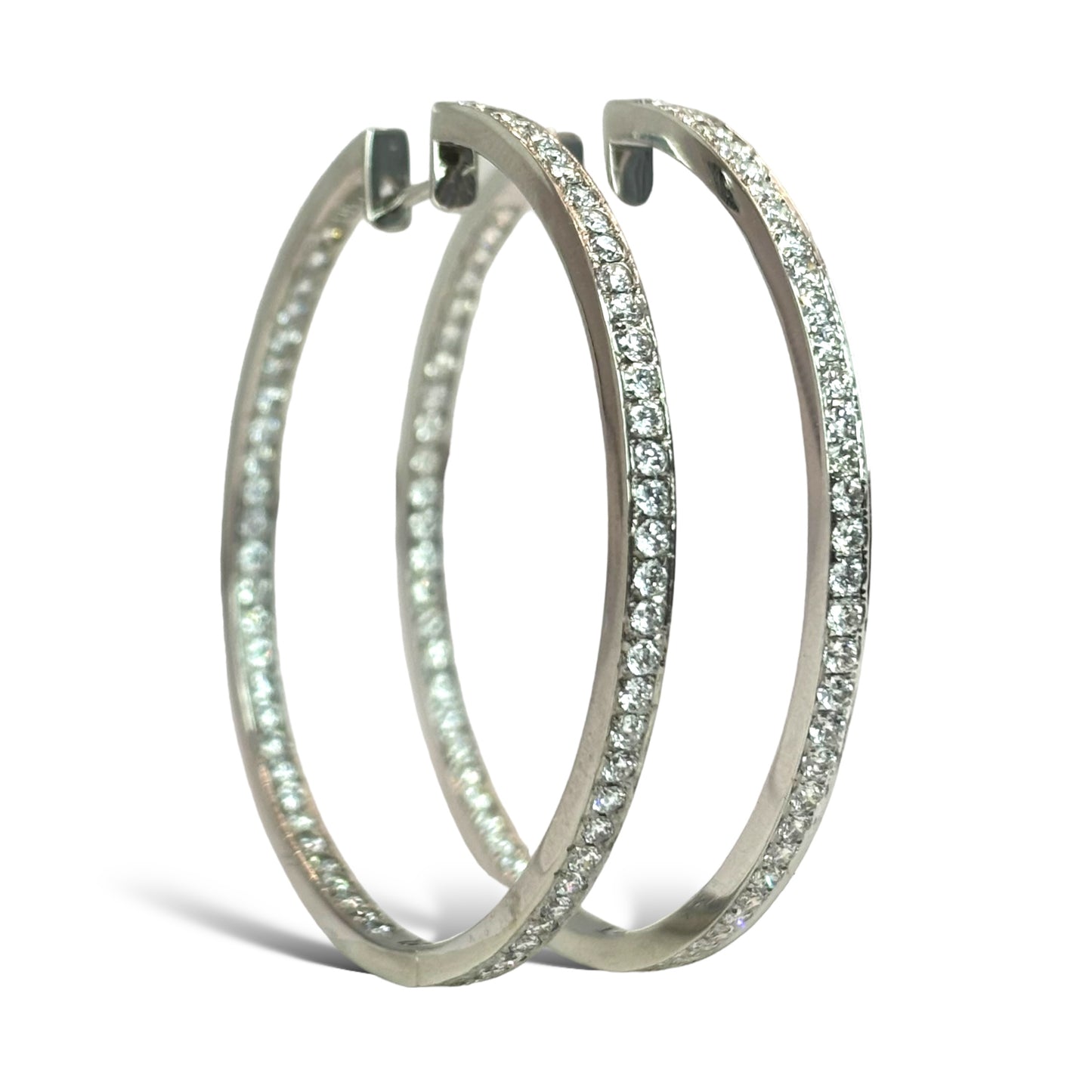 14KT WHITE GOLD 4CTW VS-1 DIAMOND HOOPS