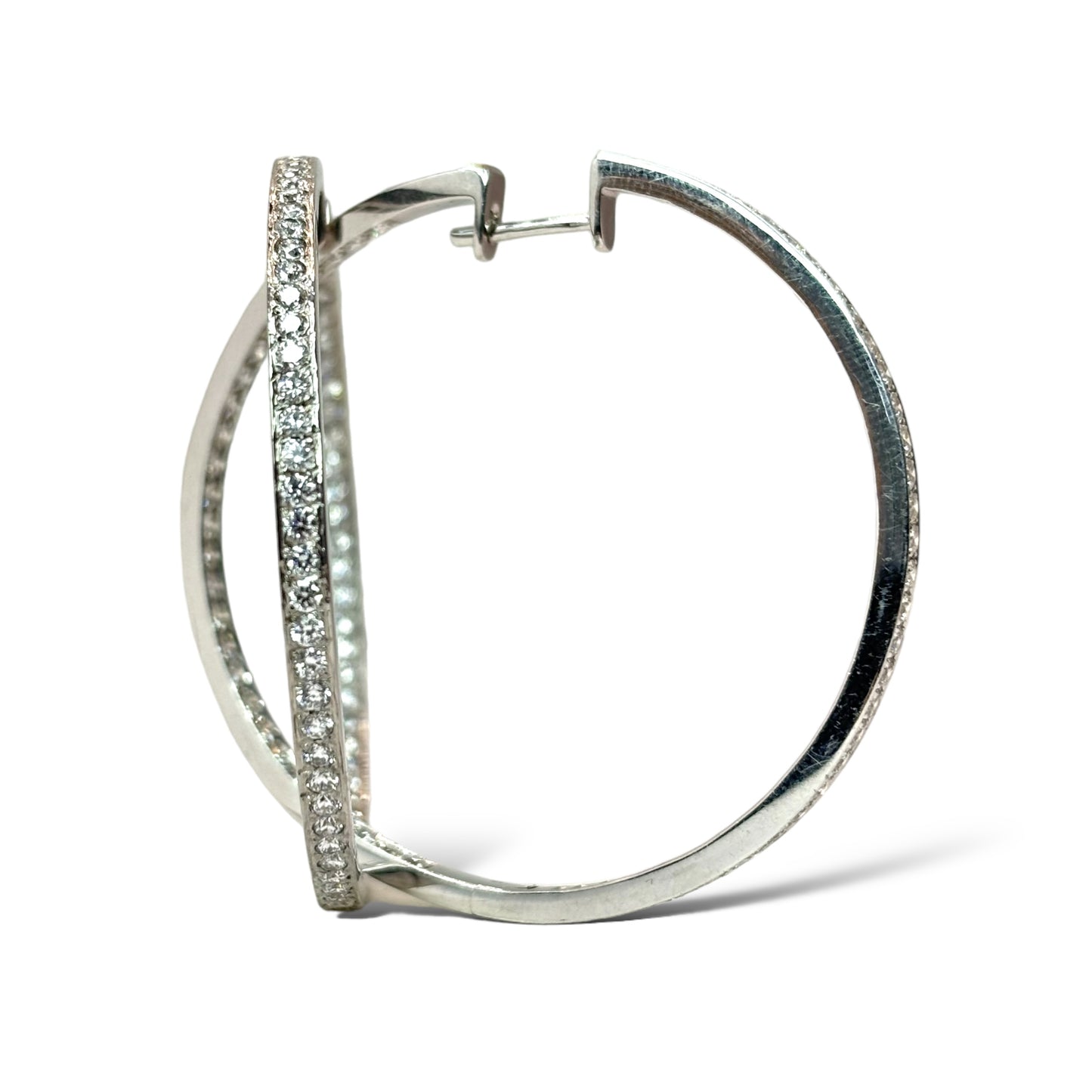 14KT WHITE GOLD 4CTW VS-1 DIAMOND HOOPS
