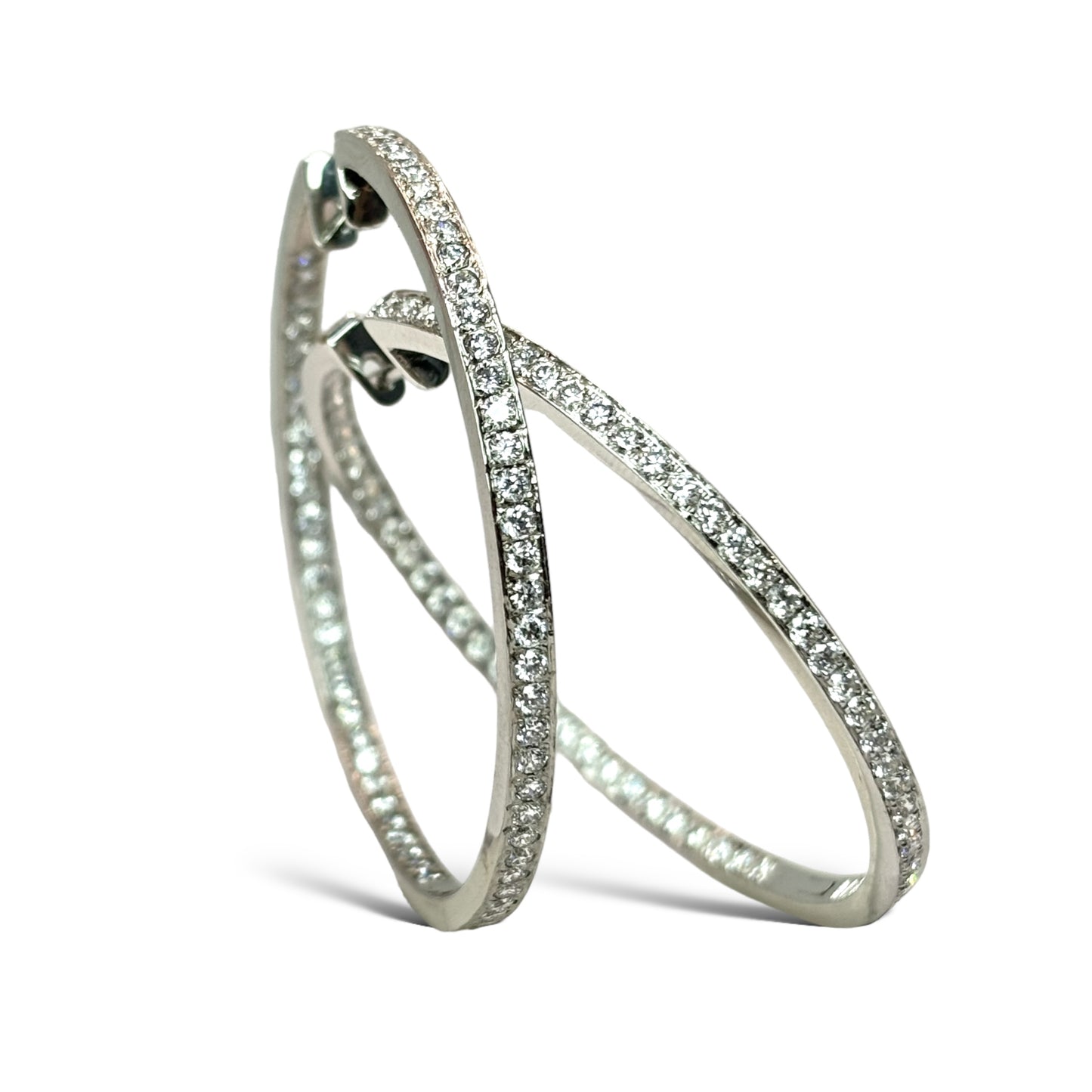 14KT WHITE GOLD 4CTW VS-1 DIAMOND HOOPS