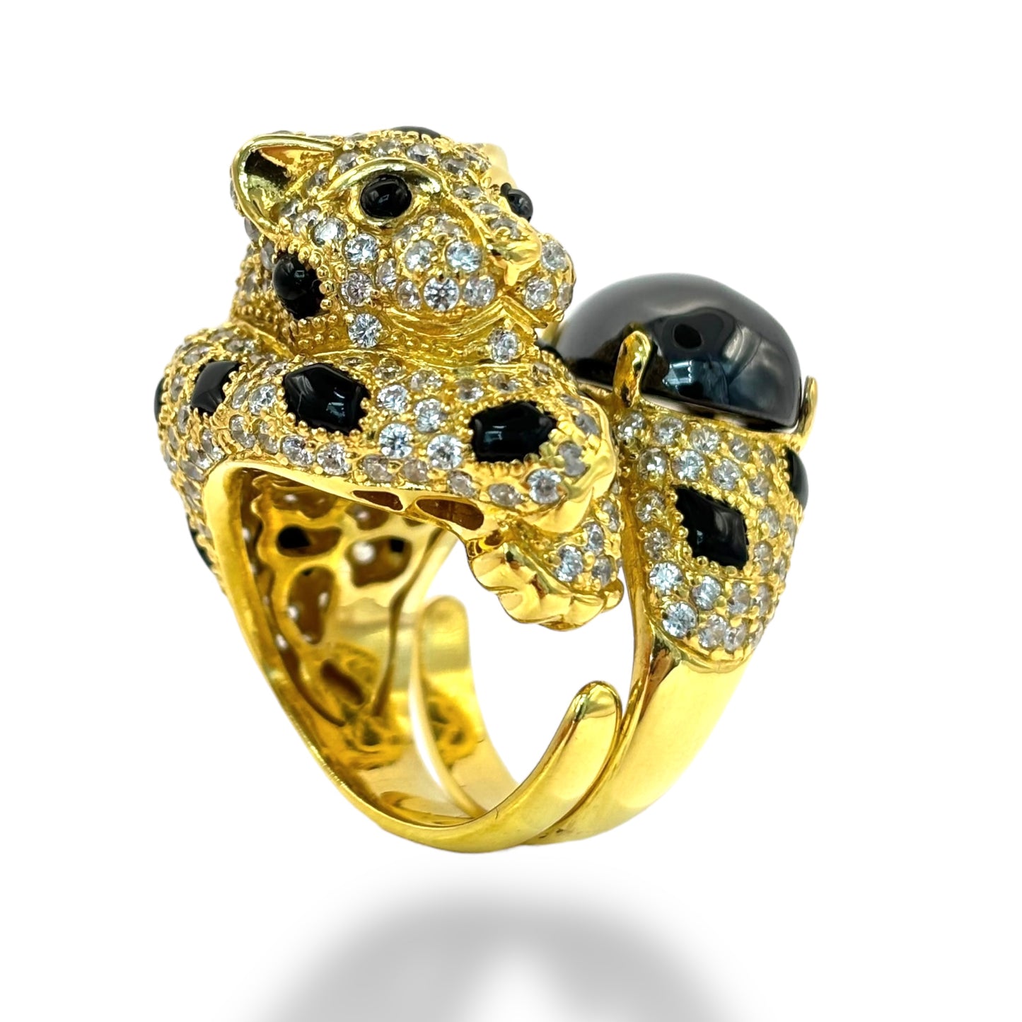 VINTAGE PANTHERA .925 STERLING ESTATE RING