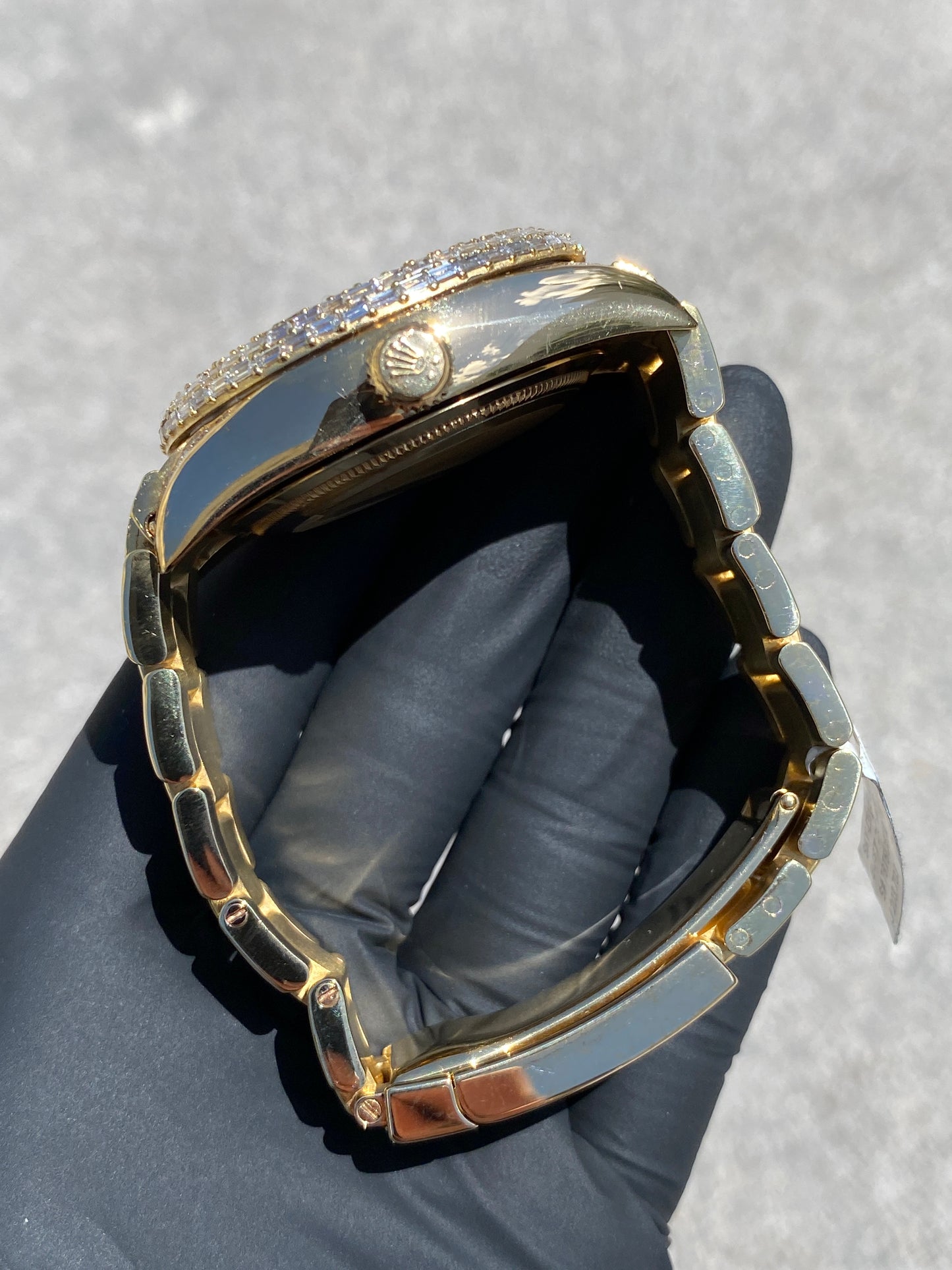ROLEX SKY-DWELLER 42MM FULL VVS-1 BAGUETTE “CHANDELIER” BUSTDOWN 30CTW. NATURAL DIAMONDS