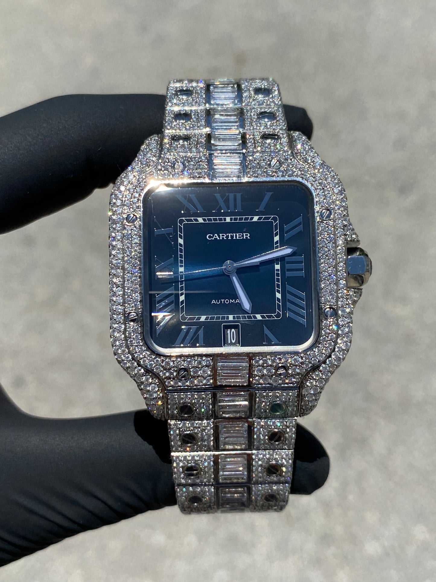 CARTIER SANTOS XL 41MM VVS-1 BAGUETTE LINK BUSTDOWN