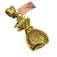 SOLID 14KT GOLD VVS-1 MONEY BAG PENDANT