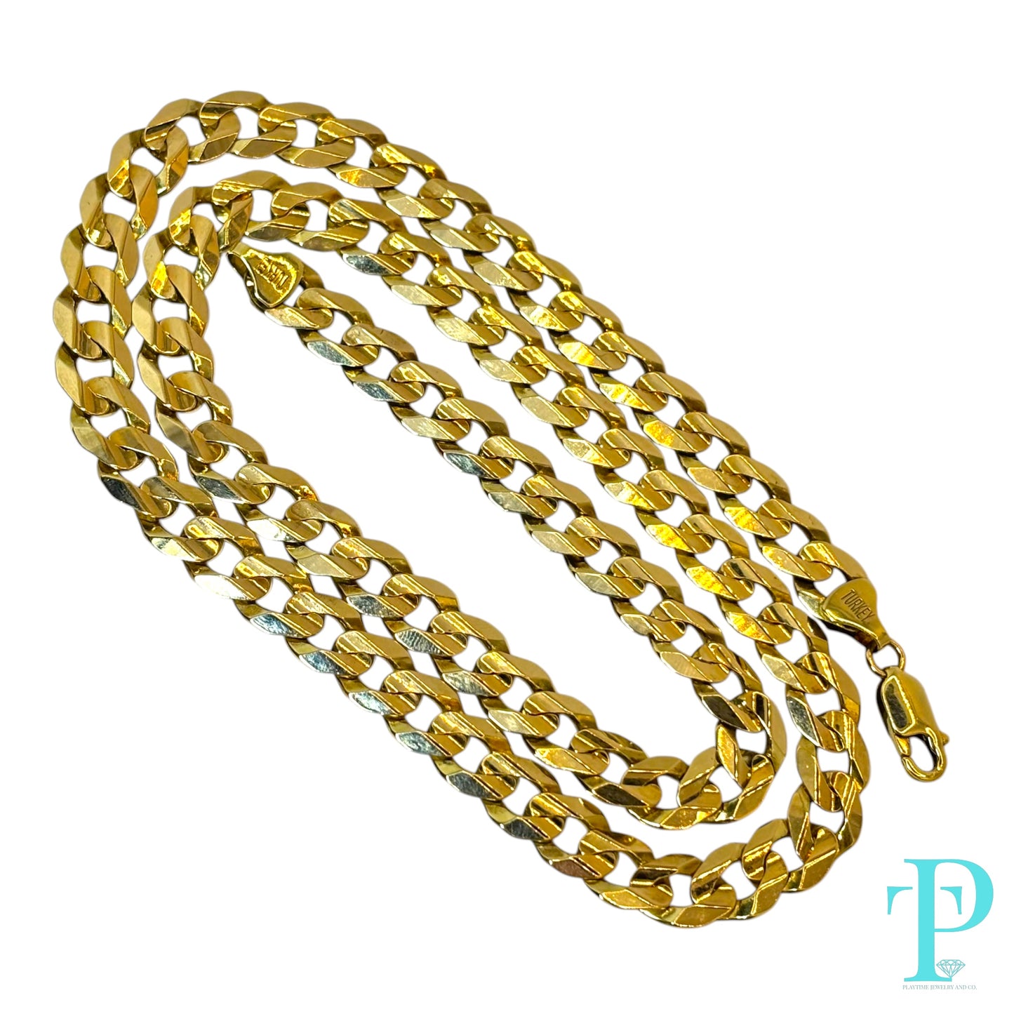 8.5MM 10KT SOLID YELLOW GOLD CURB LINK CHAIN 22” 47.85g