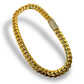 19.5MM 590G 24” 10KT GOLD BAGUETTE DIAMOND LOCK MIAMI CUBAN LINK CHAIN