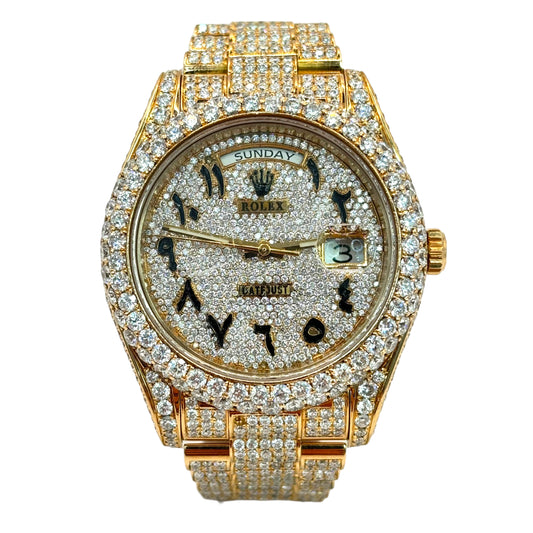 PRE-OWNED ROLEX DAY-DATE 41MM DIAMOND BUSTDOWN | Ref.#213328 | 18KT ROSE GOLD | PRESIDENTIAL BAND