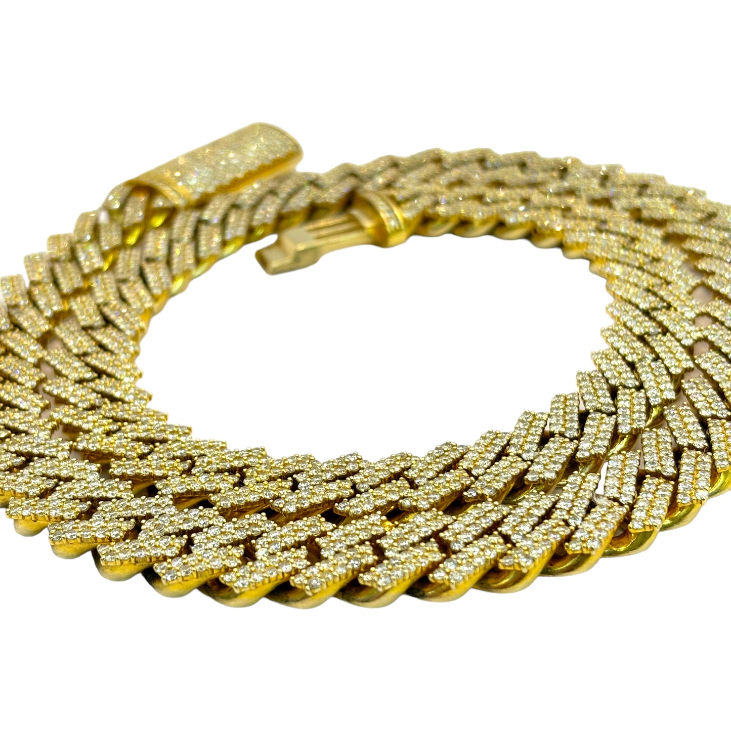 14Kt GOLD MIAMI CUBAN DIAMOND CHAIN 24 INCHES 13MM