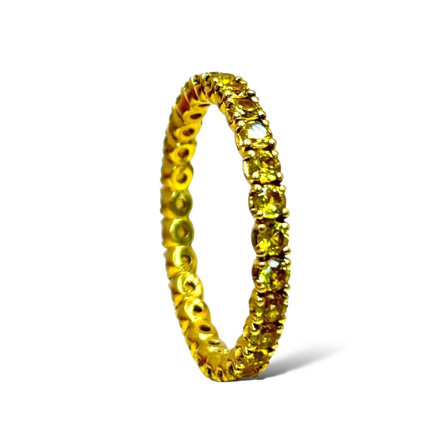 14KT GOLD ROUND-CUT YELLOW SAPPHIRE ETERNITY RING 1.00 CTW