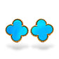 14KT ROSE GOLD BLUE TURQUOISE CLOVER EARRINGS