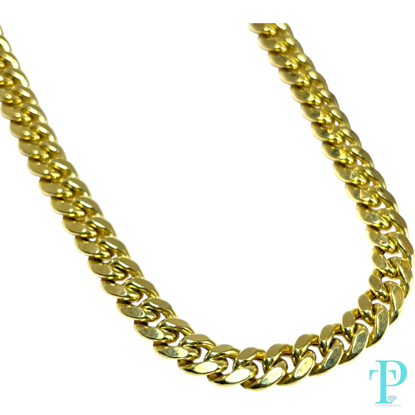 7.5MM 10KT HOLLOW YELLOW GOLD MIAMI CUBAN LINK CHAIN 24” 36.77g