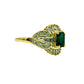 14Kt LADIES EMERALD SOLITAIRE AND DIAMOND ENCRUSTED RING. 1CTW EMERALD | .80CTW DIAMOND