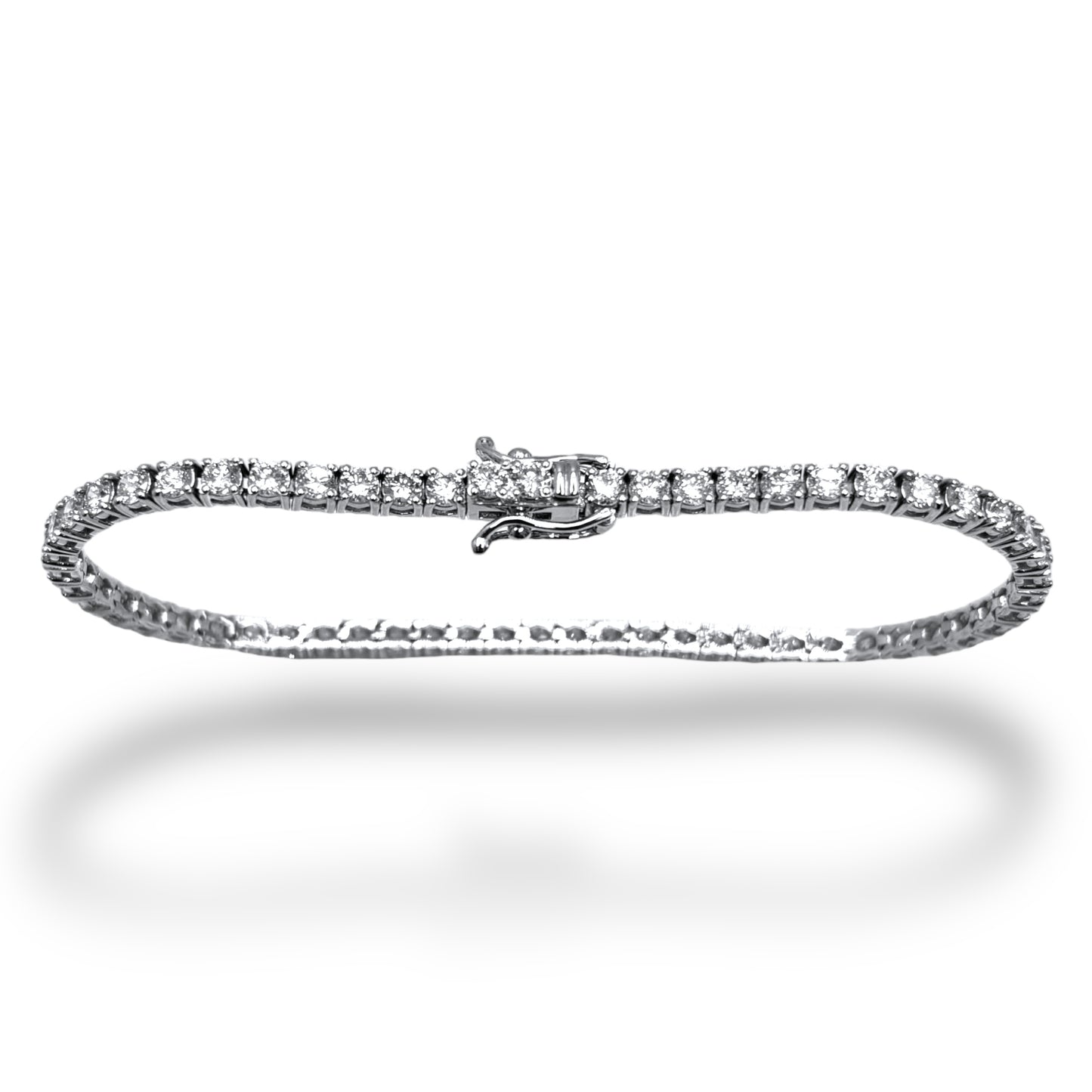 8pt 14Kt WHITE GOLD ROUND-CUT DIAMOND TENNIS BRACELET 5.10CTW