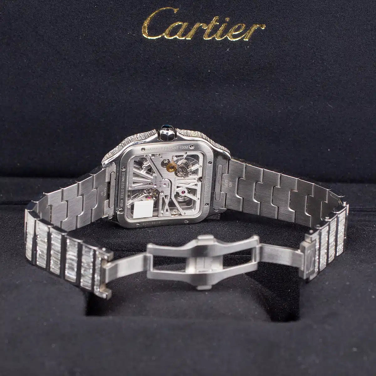 CARTIER (Ref. WHSA0026 AFTERMARKET BAGUETTE-CUT NATURAL DIAMOND SKELETON 41MM MENS BUSTDOWN WATCH