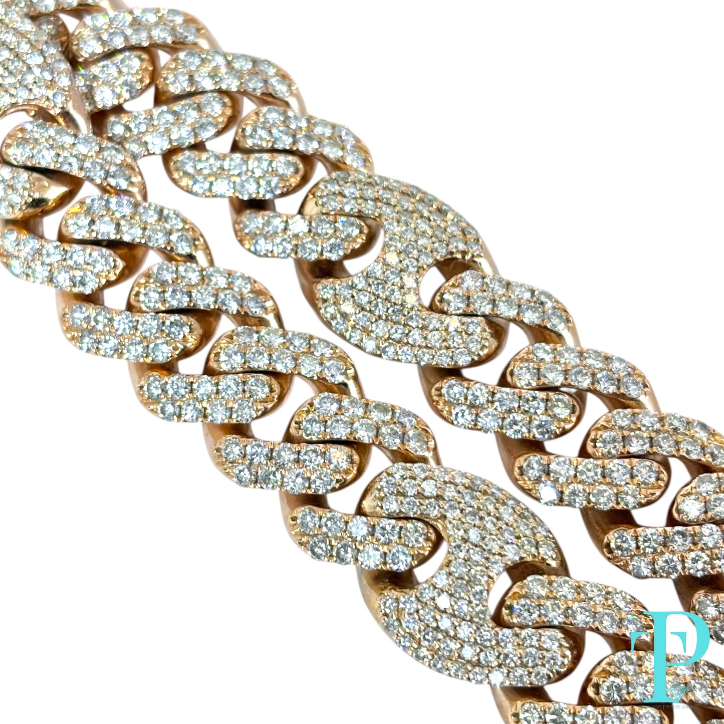15MM 10KT ROSE GOLD MIAMI CUBAN/GUCCI HYBRID LINK DIAMOND BRACELET 8.5” 76.92g 13.56CTW