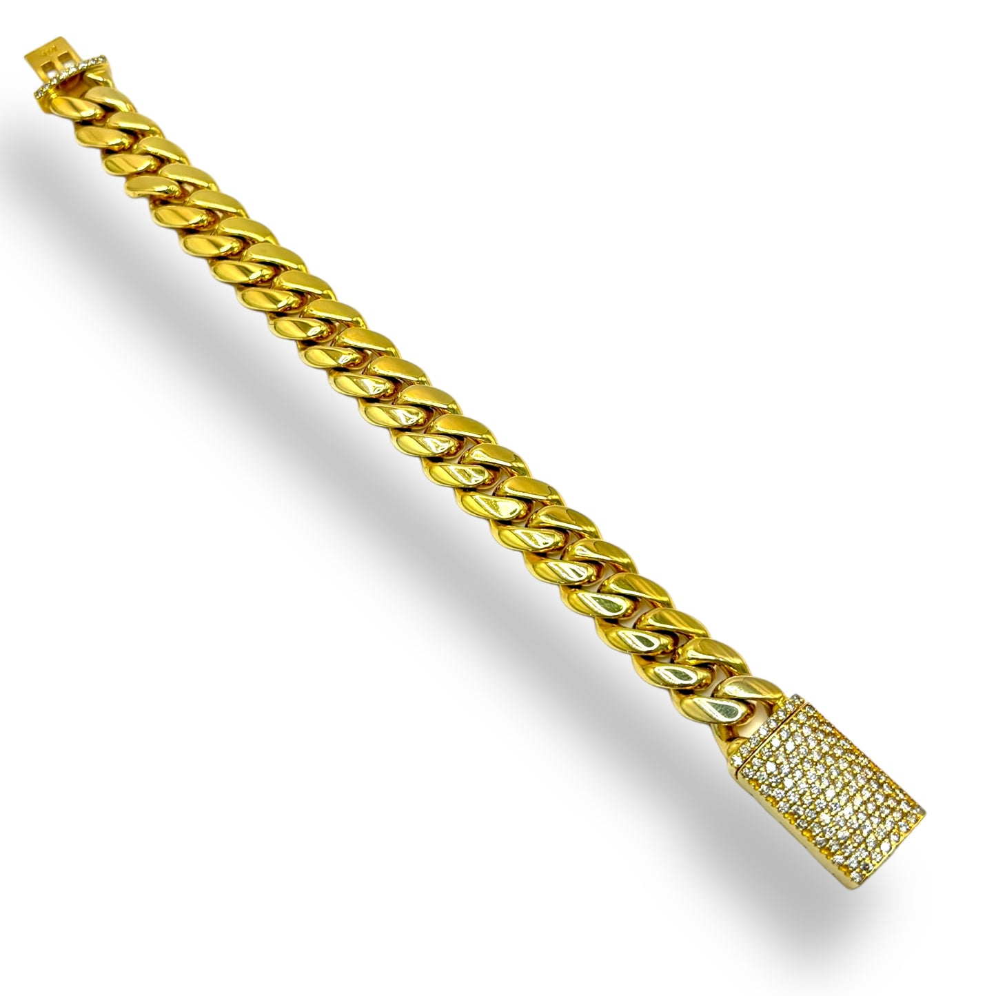 14KT YELLOW GOLD MIAMI CUBAN LINK DIAMOND LOCK BRACELET 1.35 CTW