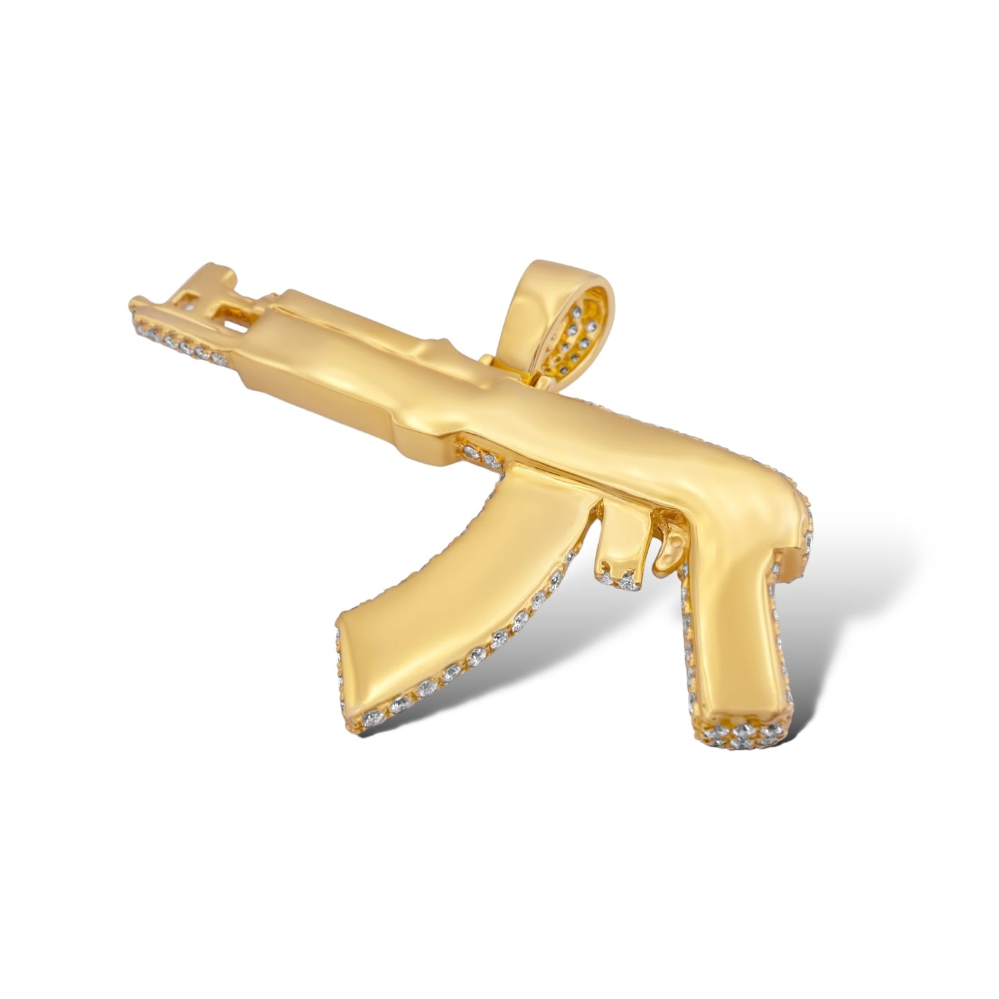 14Kt YELLOW GOLD “AK47 GUN” DIAMOND PENDANT