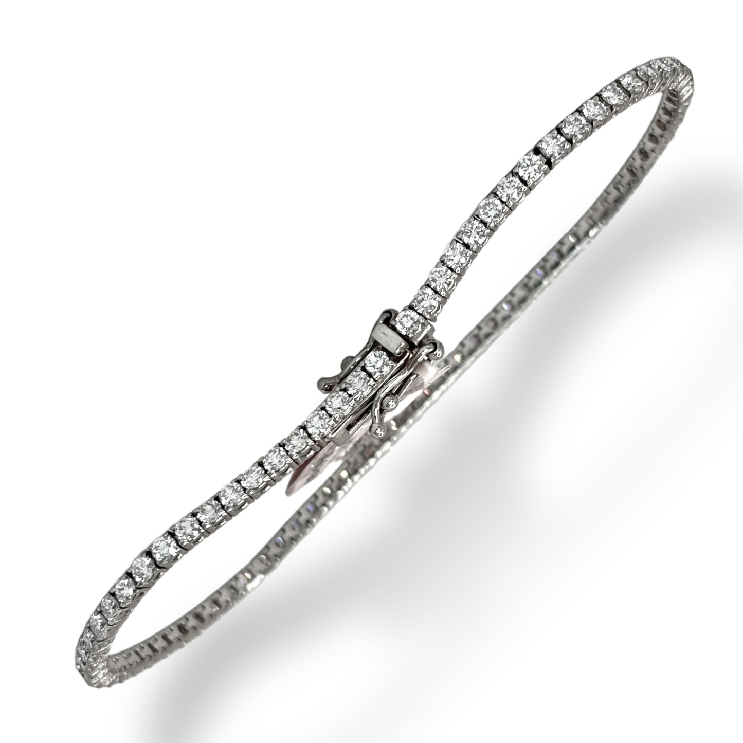 3Pt 14Kt WHITE GOLD ROUND-CUT DIAMOND TENNIS BRACELET 2.45CTW