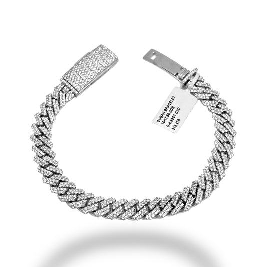 10MM WHITE GOLD DIAMOND MIAMI CUBAN LINK BRACELET 11.00 CTW