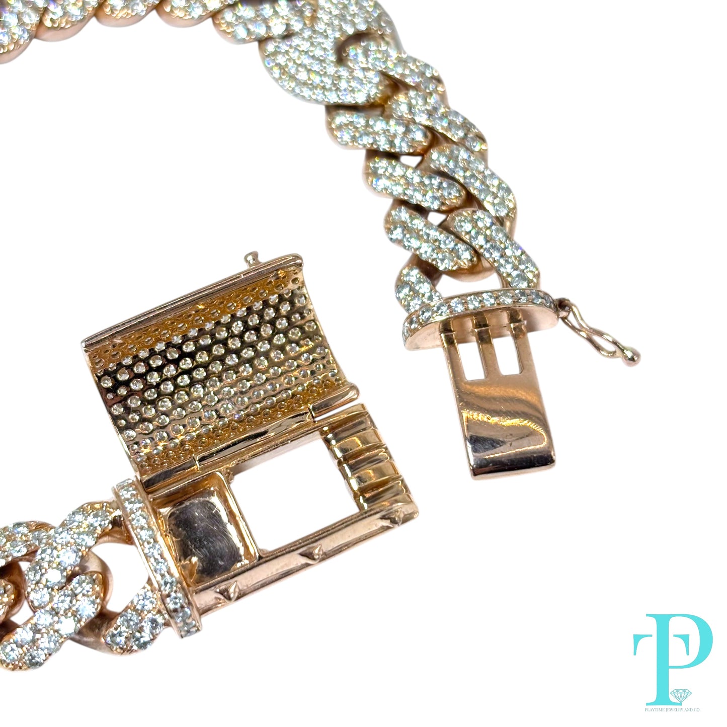 15MM 10KT ROSE GOLD MIAMI CUBAN/GUCCI HYBRID LINK DIAMOND BRACELET 8.5” 76.92g 13.56CTW